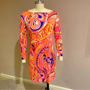 Lilly Pulitzer Sophie Dress, Small, orange, pink & blue sea inspired print